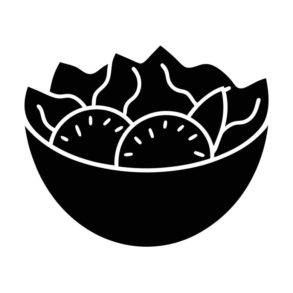Healthy Salad Bowl Icon With Fresh Vegetables And Nutritious Greens vector