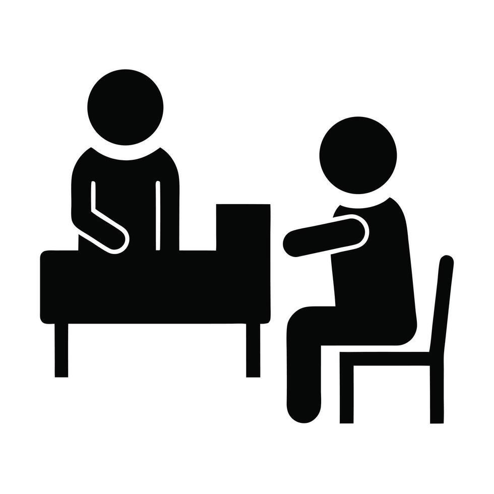 Business Meeting Icon Two People At Desk In Office Communication vector