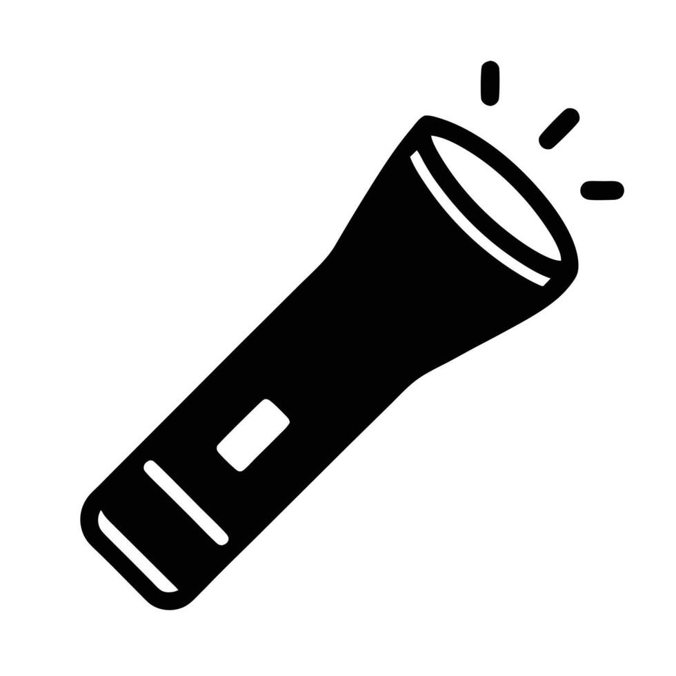 Black And White Flashlight Icon Illustration For Web And Print Design vector