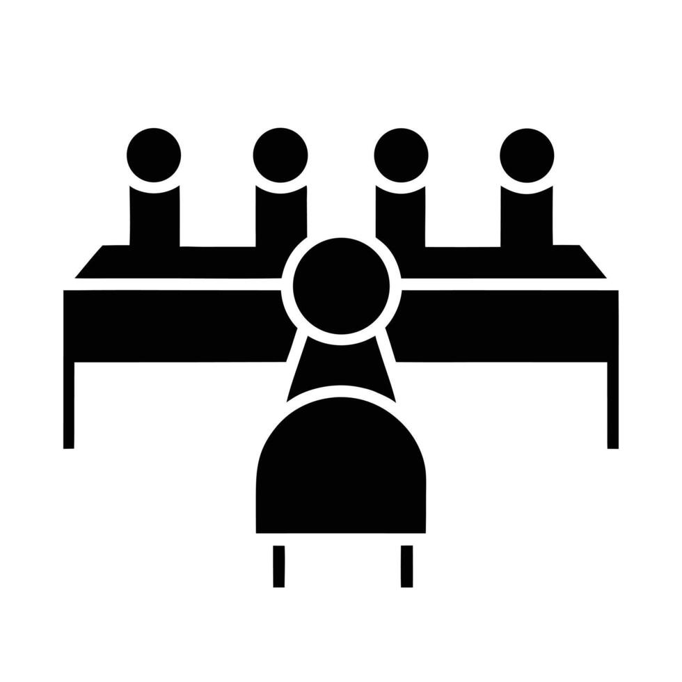 Illustration Of Business Meeting With Four People At A Table In Black Color vector