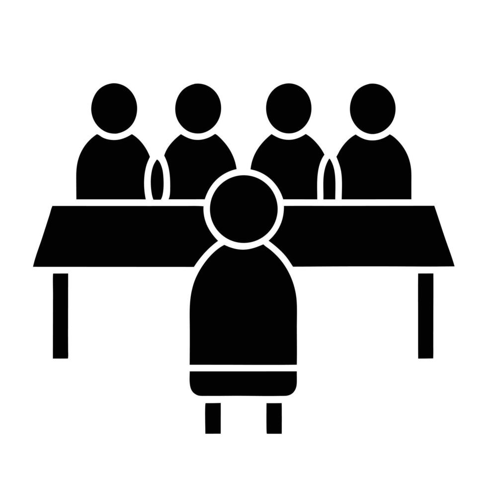 Job Interview With Panel Silhouette Icon Business Meeting And Teamwork vector