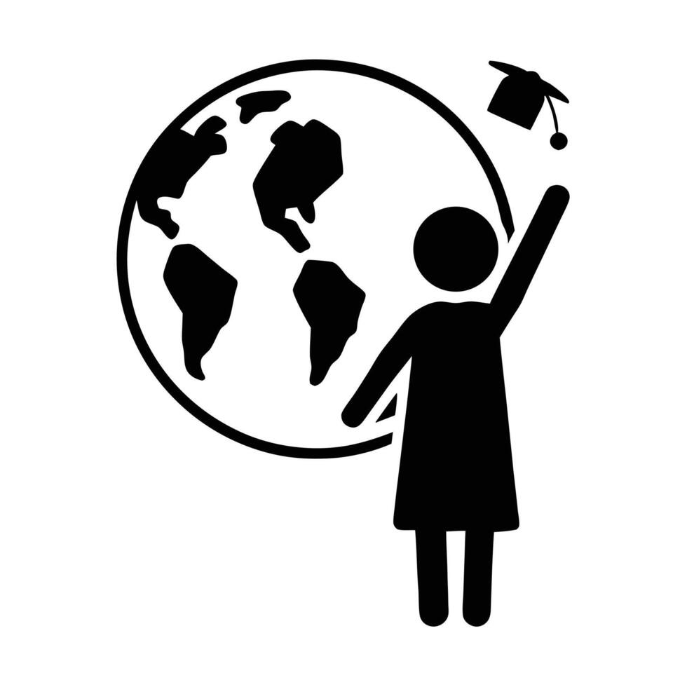 Global Education Reaching New Heights Graduation Girl With Globe Illustration vector