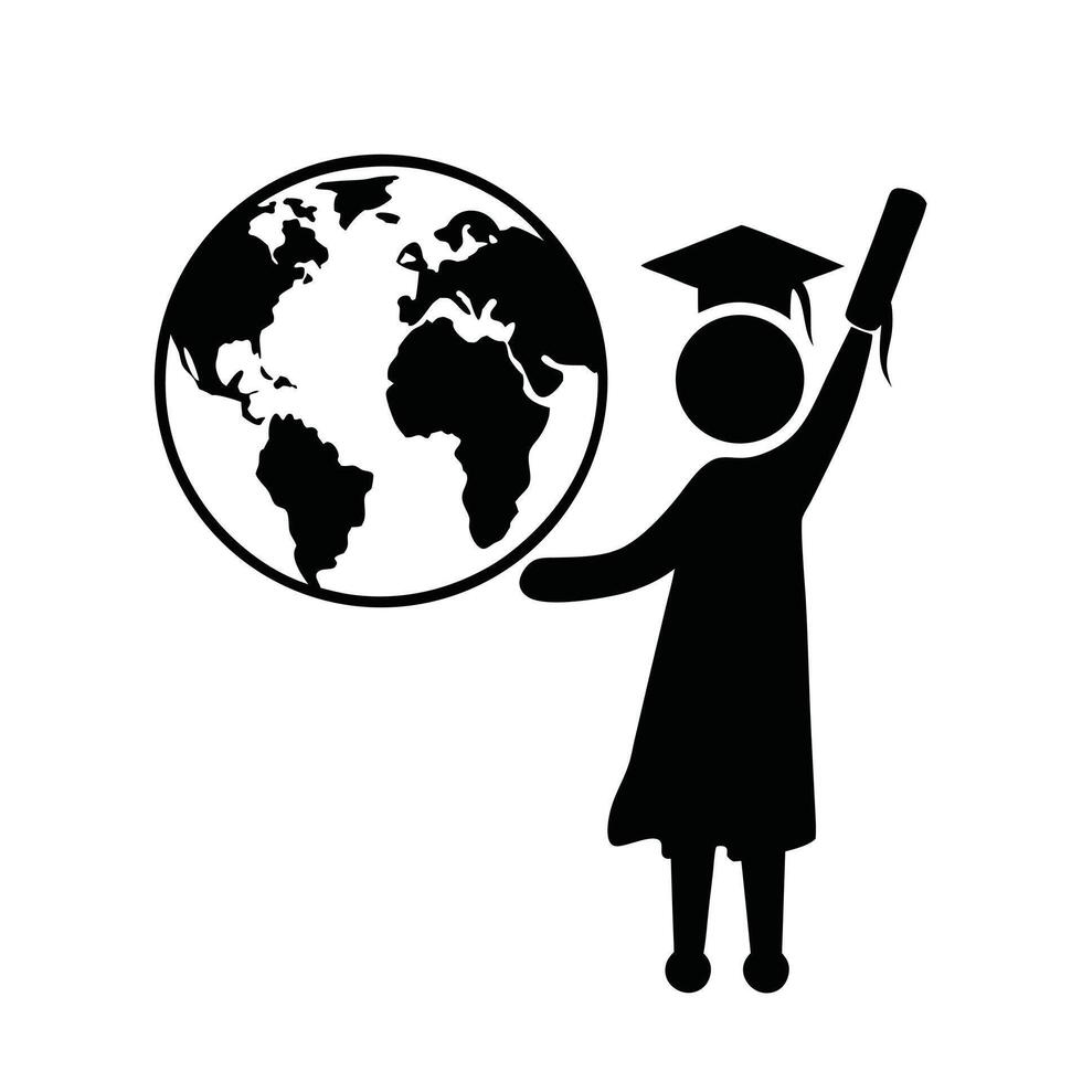 Global Education And Success Graduation Concept With Diploma And Academic Achievement Silhouette vector