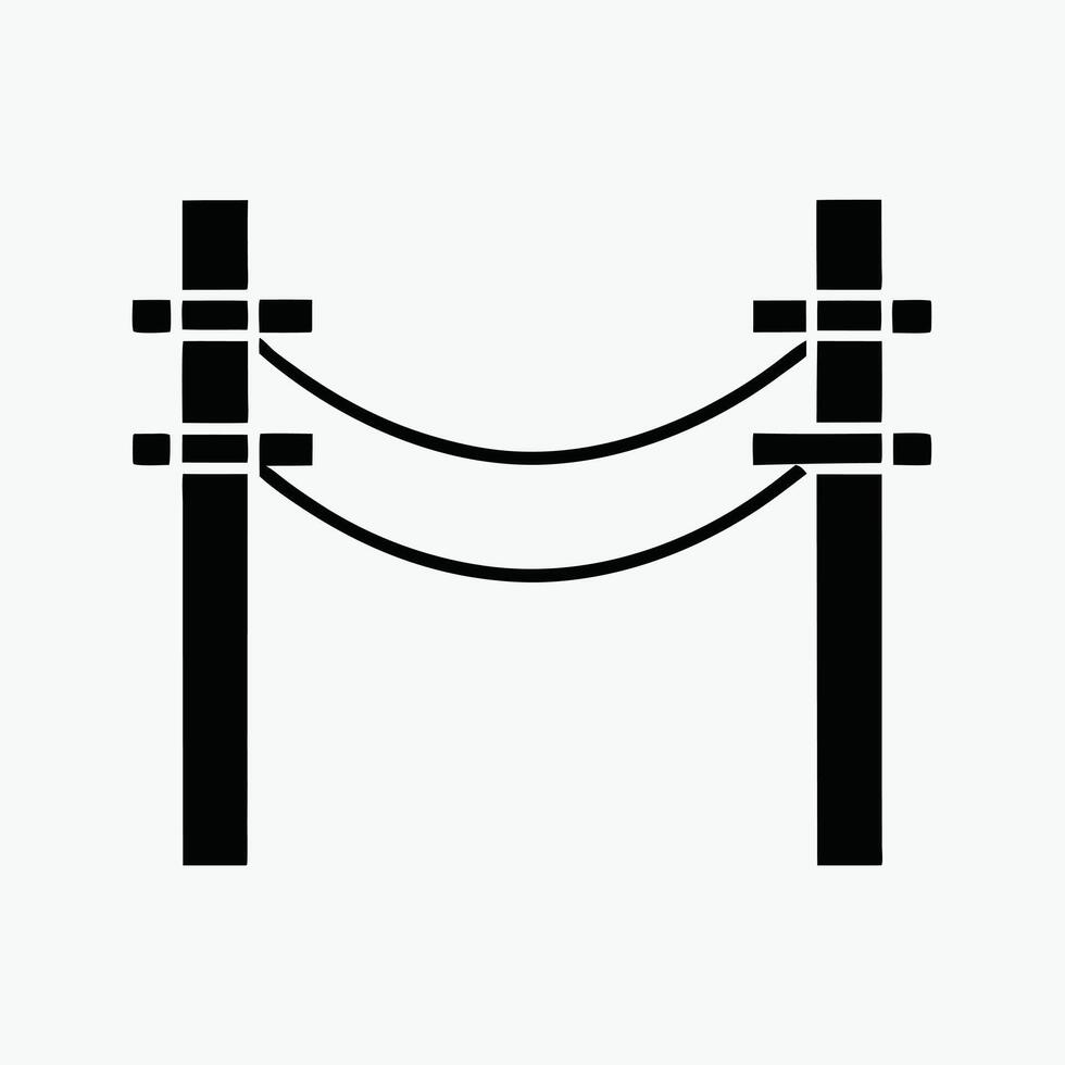 Silhouette Illustration Of Utility Poles And Power Lines On White Background vector