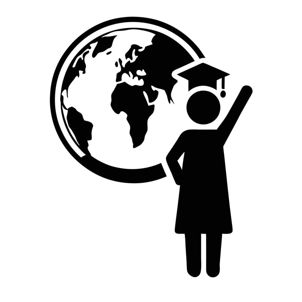 Global Education Pictogram For International Learning And Academic Achievement Celebration vector