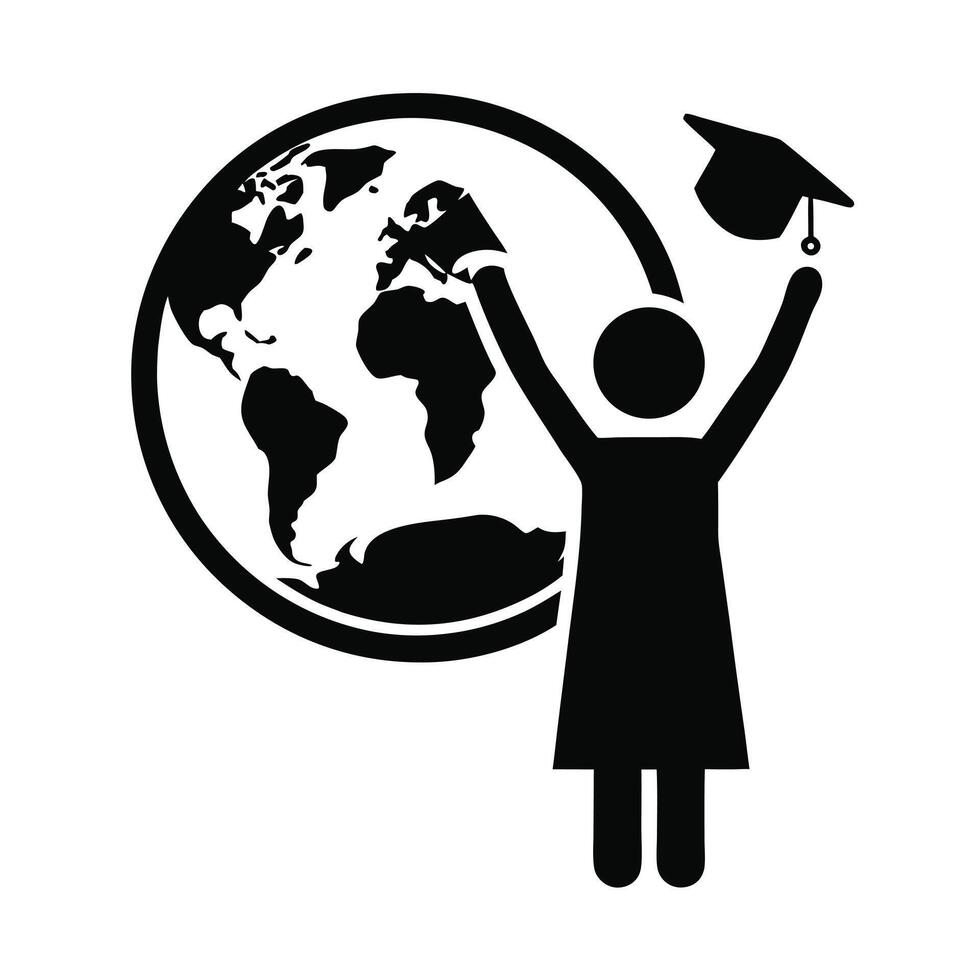 Global Education Success Symbol Graduation Achievement For All Students Worldwide Icon vector