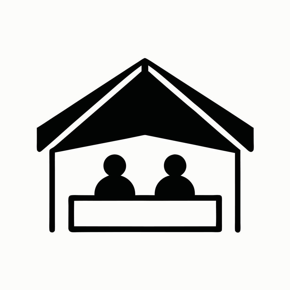 Information Desk With Two People Service Point Icon Minimalist Design vector