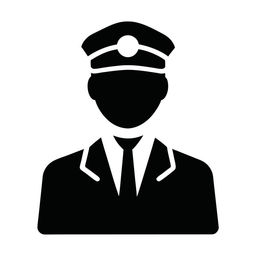 Silhouette Icon Of A Male Security Guard In Uniform With Flat Design vector