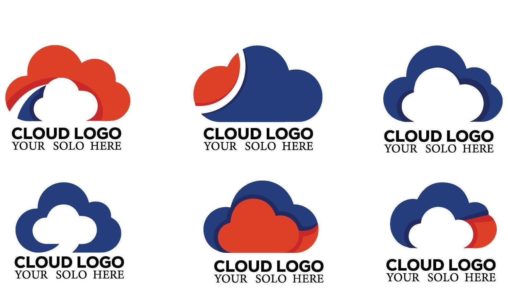 Sharp Line Abstract Weather Cloud Logo Symbol Set Icon for Forecast Apps vector