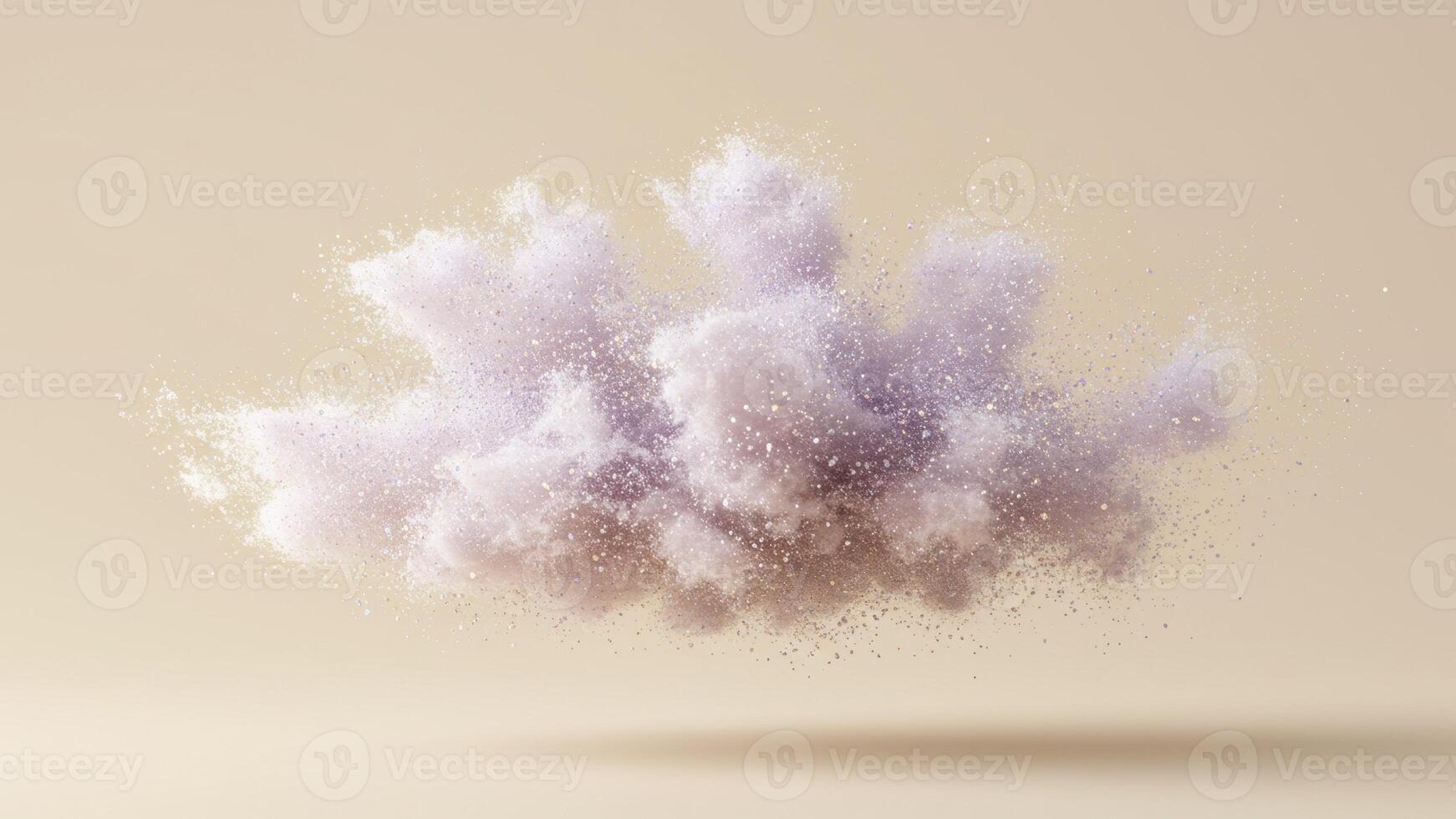 A surreal floating cloud made of soft purple particles photo