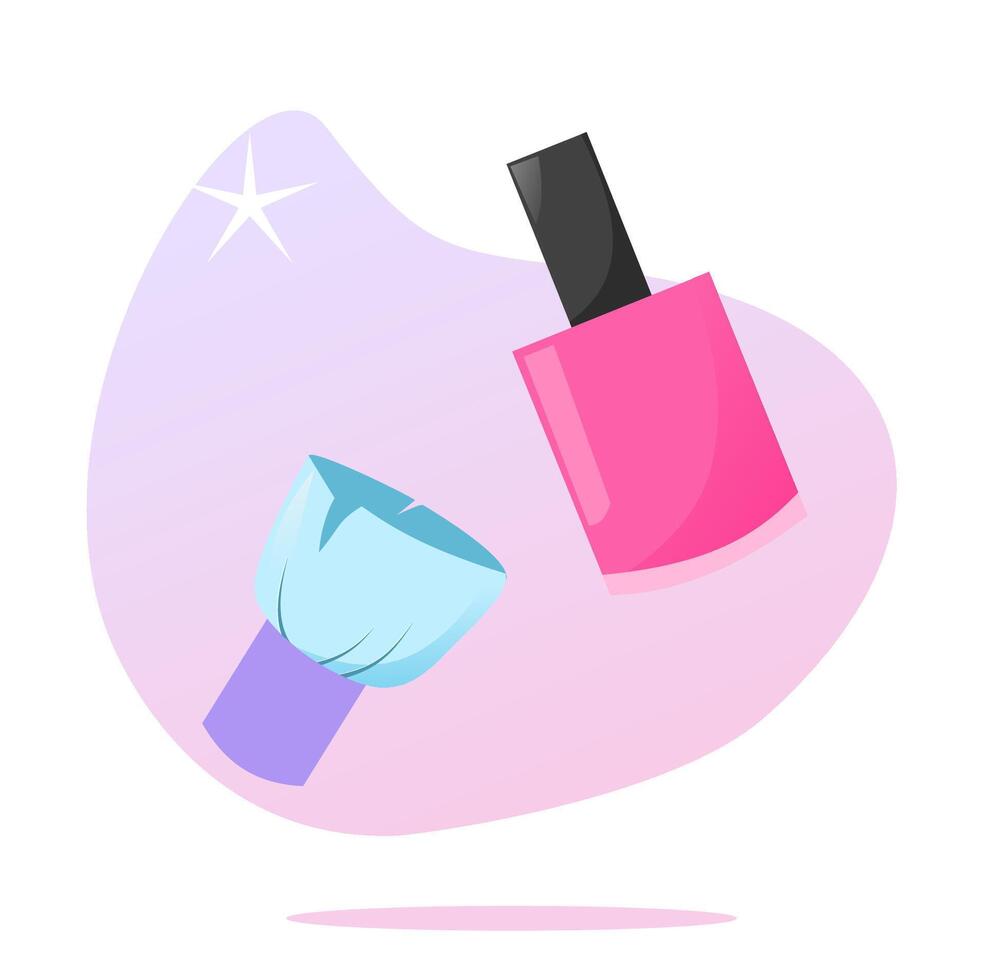 Nail polish and brush make up illustration vector