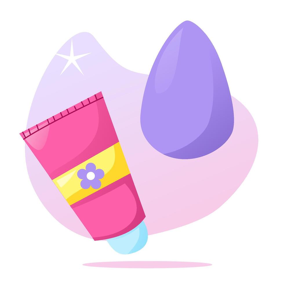 Foundation and beauty blender make up vector