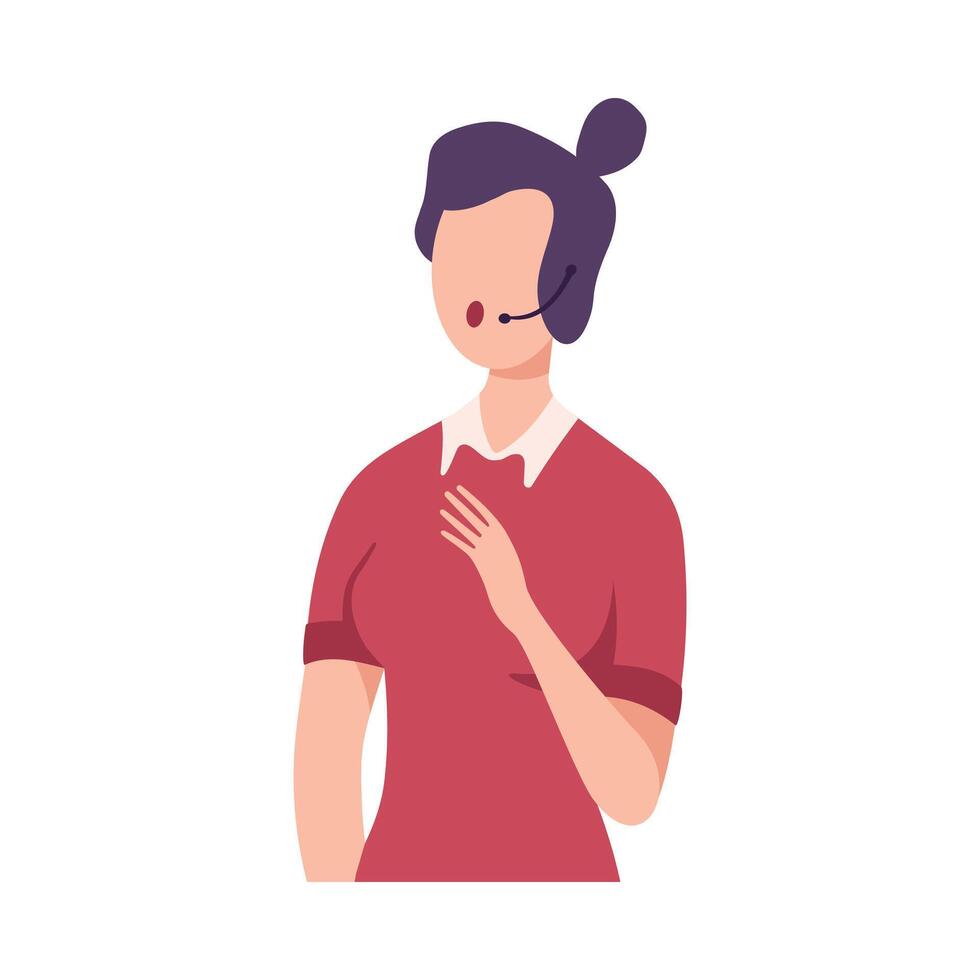 Female Journalist Making Interview, Professional Reporter Character with Headset Interviewing, Presenting News Flat Illustration vector