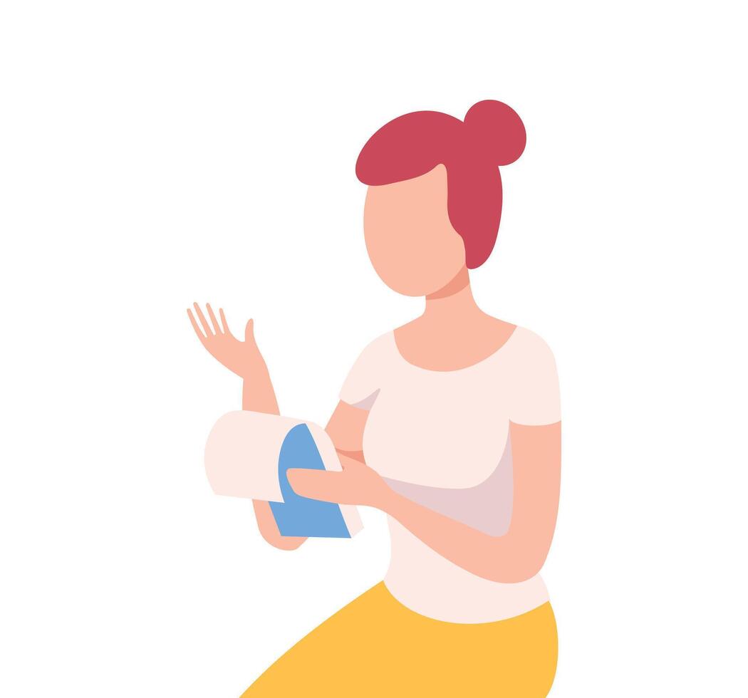 Female Journalist Writing Notes on Notepad, Professional Reporter Making Interview Flat Illustration vector