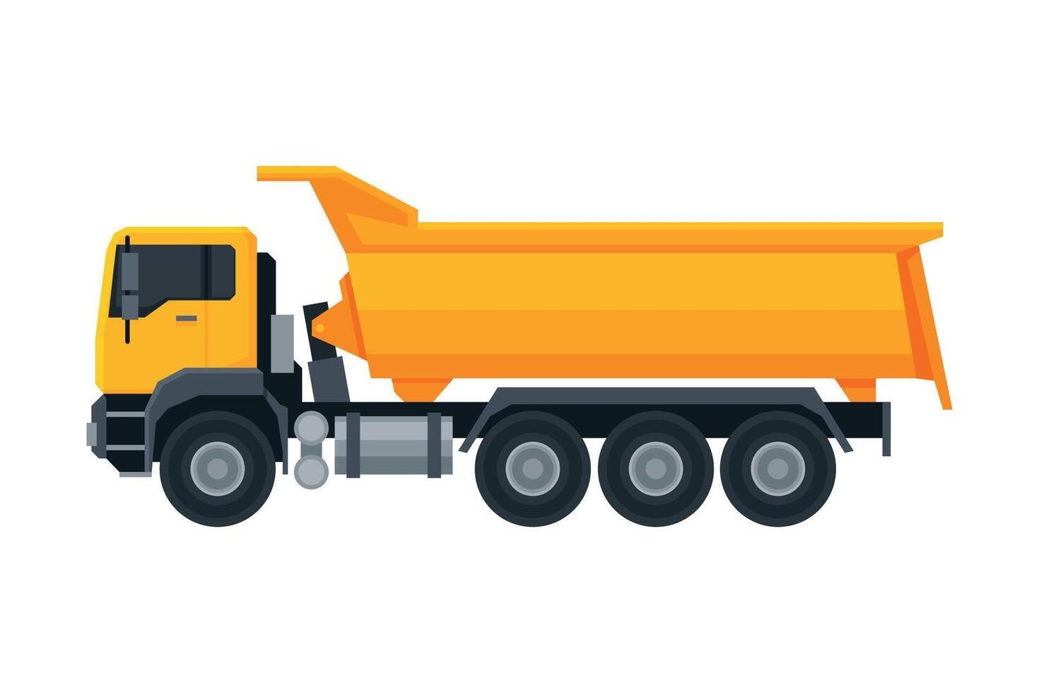 Truck Construction Machinery, Heavy Special Transport, Side View Flat Illustration vector