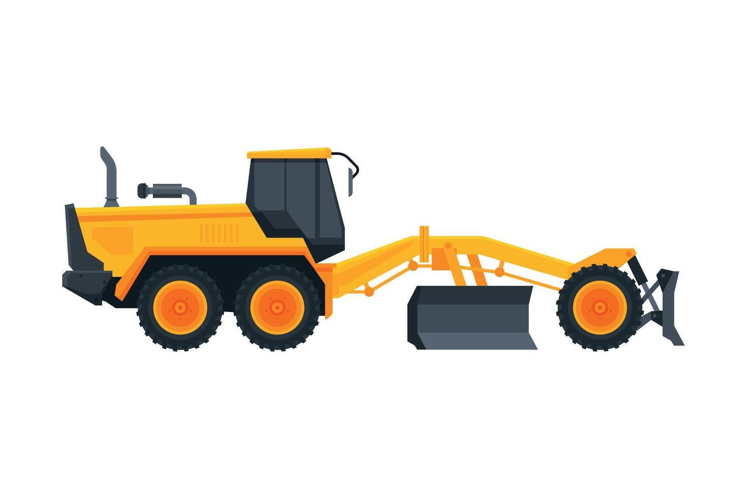 Bulldozer Heavy Grader Construction Machine, Special Transport, Side View Flat Illustration vector