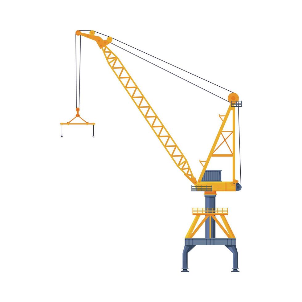 Industrial Crane Elevating Construction Equipment Flat Illustration vector