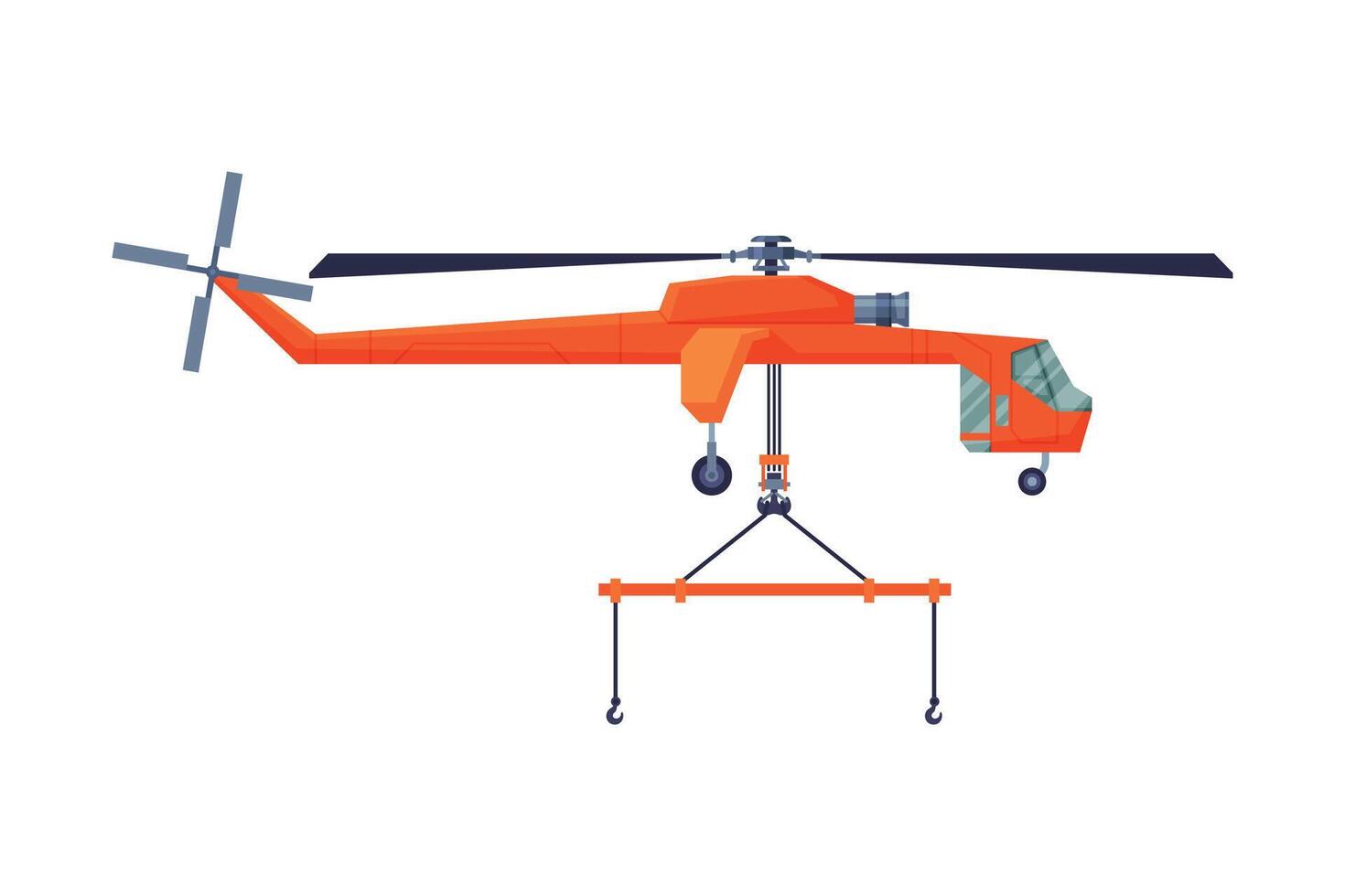 Red Transport Helicopter, Cargo Transportation Service Vehicle Flat Illustration vector