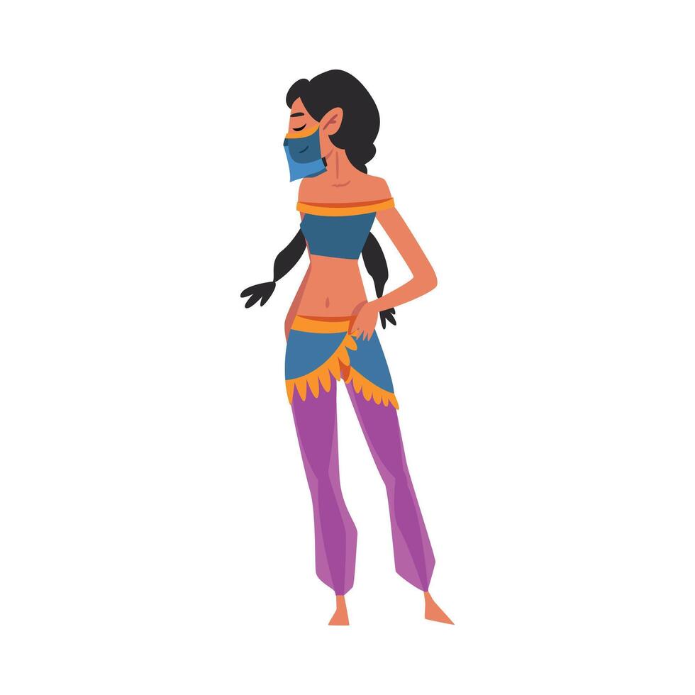 Beautiful Arabian Princess, Oriental Fairy Tale Cartoon Character Illustration vector