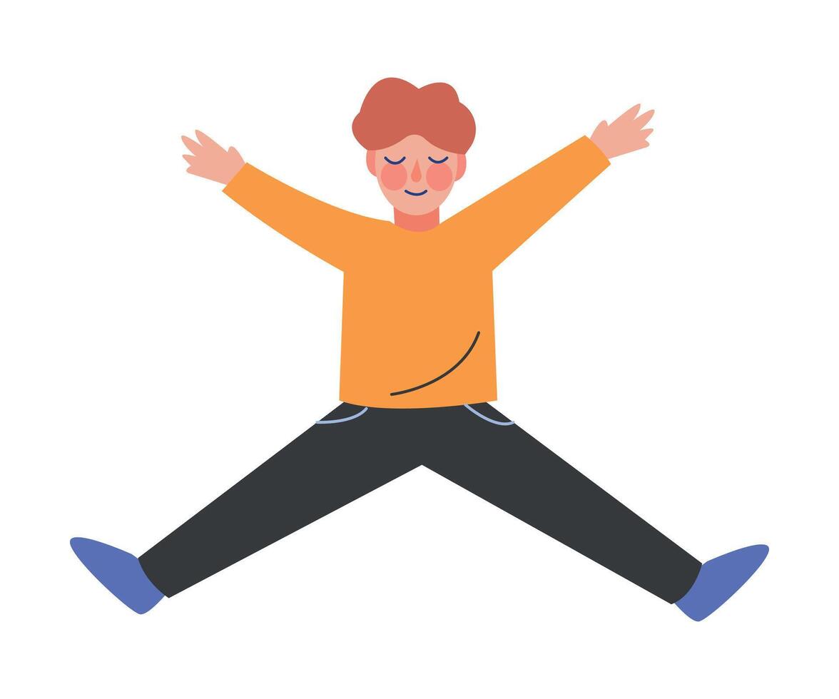 Boy Happily Jumping, Happy Kid Having Fun Illustration vector