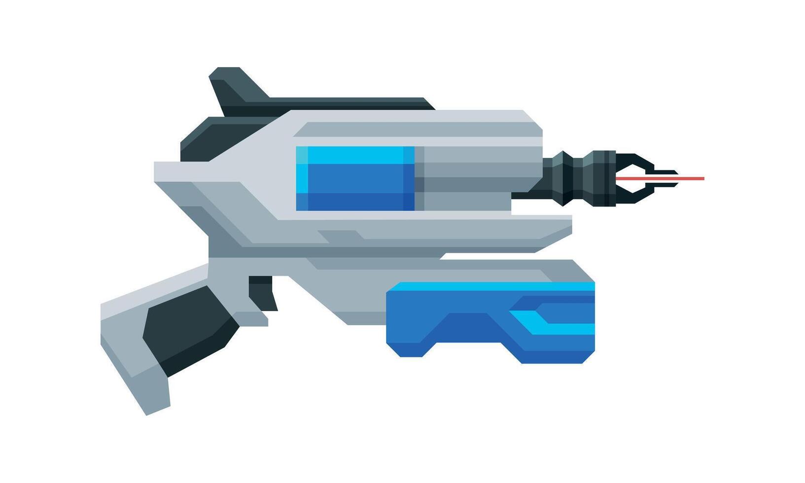 Futuristic Space Laser Gun Blaster, Fantastic Handgun, Raygun of Alien, Childish Pistol Illustration vector