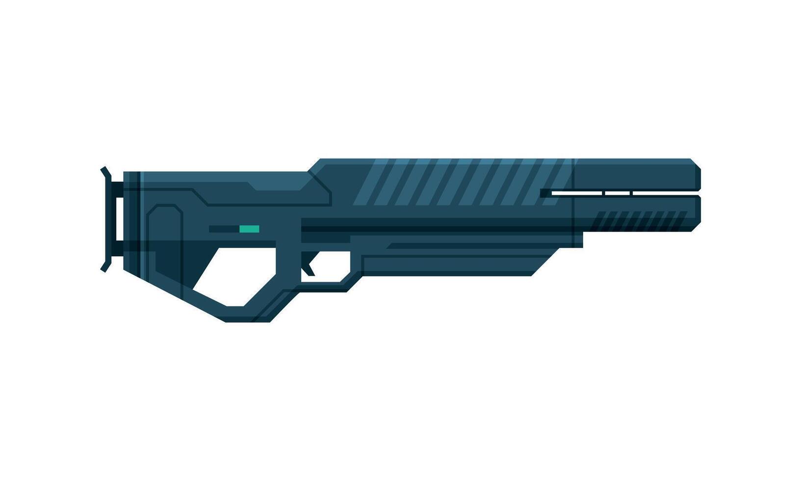 Futuristic Space Gun Blaster, Black Fantastic Handgun, Alien Weapon Illustration vector
