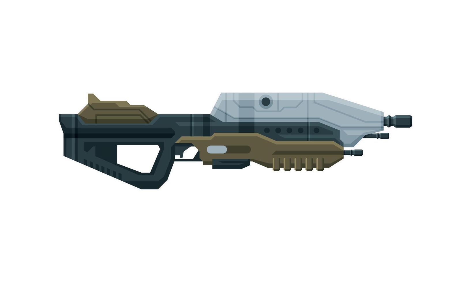 Futuristic Space Gun Blaster, Laser Handgun, Alien Weapon, Childish Pistol Illustration vector