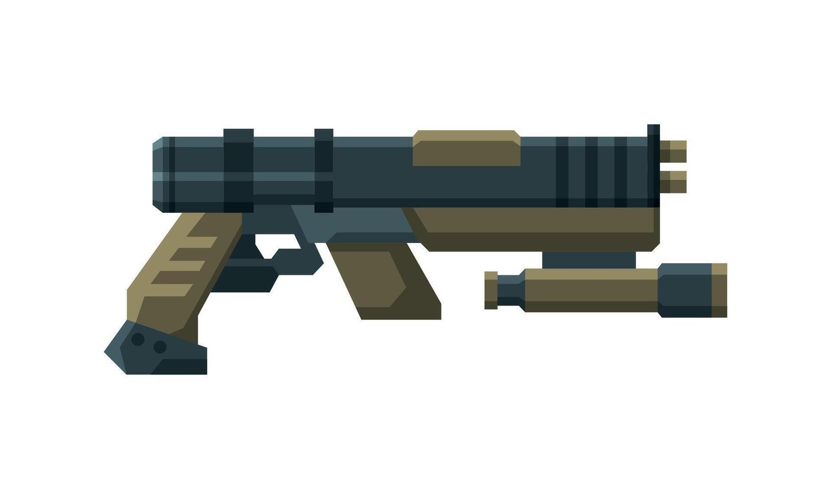 Futuristic Space Gun Blaster, Laser Handgun, Raygun of Alien Illustration vector
