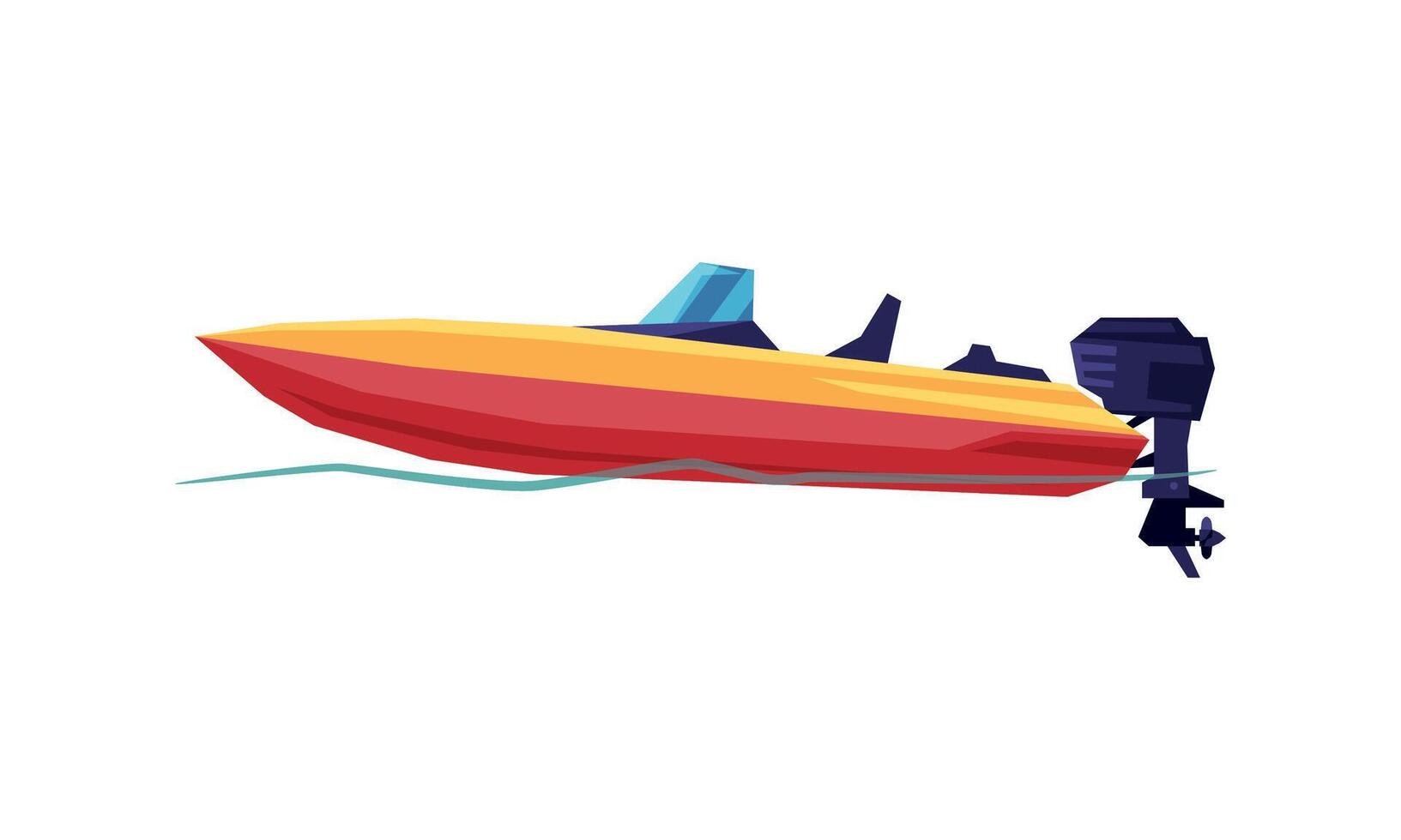 Power Boat, Speedboat with Outboard Motor, Modern Nautical Motorized Transport Illustration vector