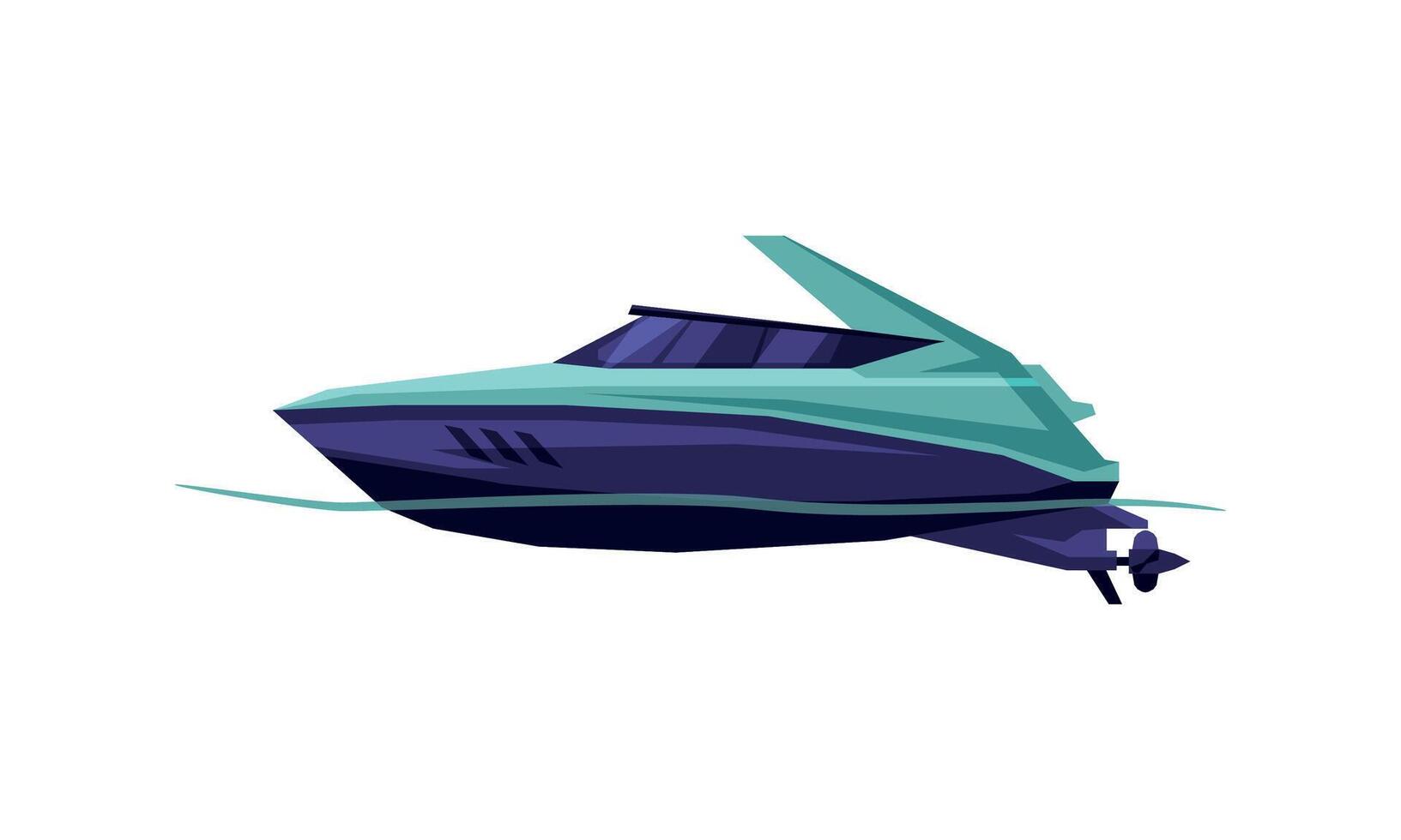 Speedboat, Modern Nautical Motorized Transport, Summer Vacation Design Element Illustration vector