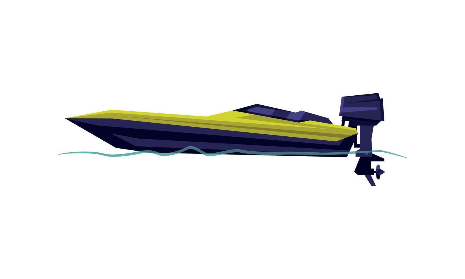 Power Boat or Speedboat with Outboard Motor, Modern Nautical Motorized Transport, Summer Vacation Design Element Illustration vector