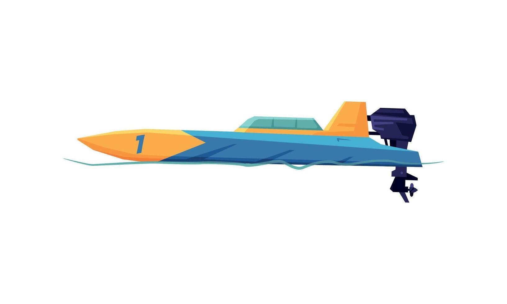 Power Boat or Speedboat with Outboard Motor, Modern Nautical Motorized Transport Illustration vector