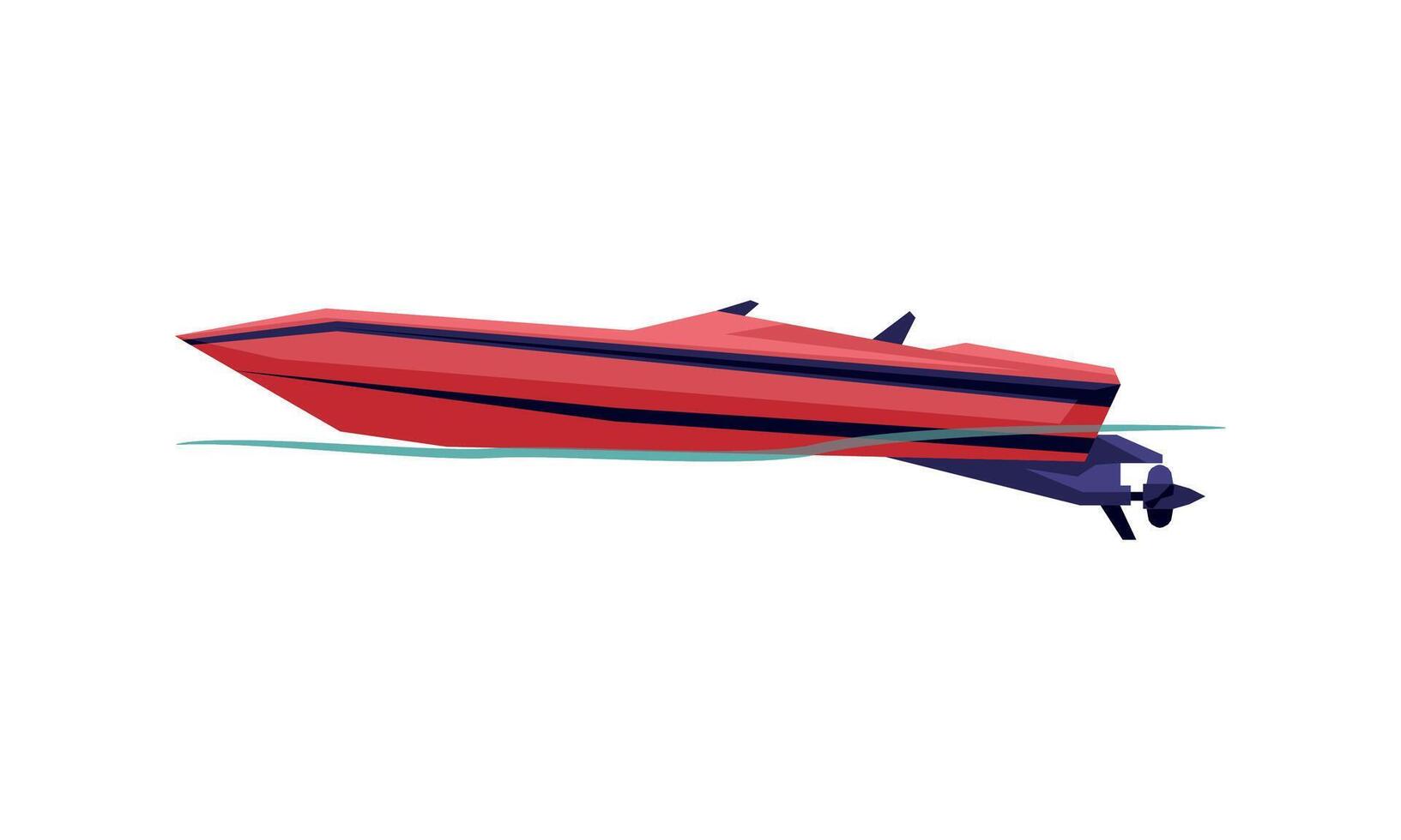 Modern Power Boat or Speedboat, Motorized Water Transport, Summer Vacation Design Element Illustration vector