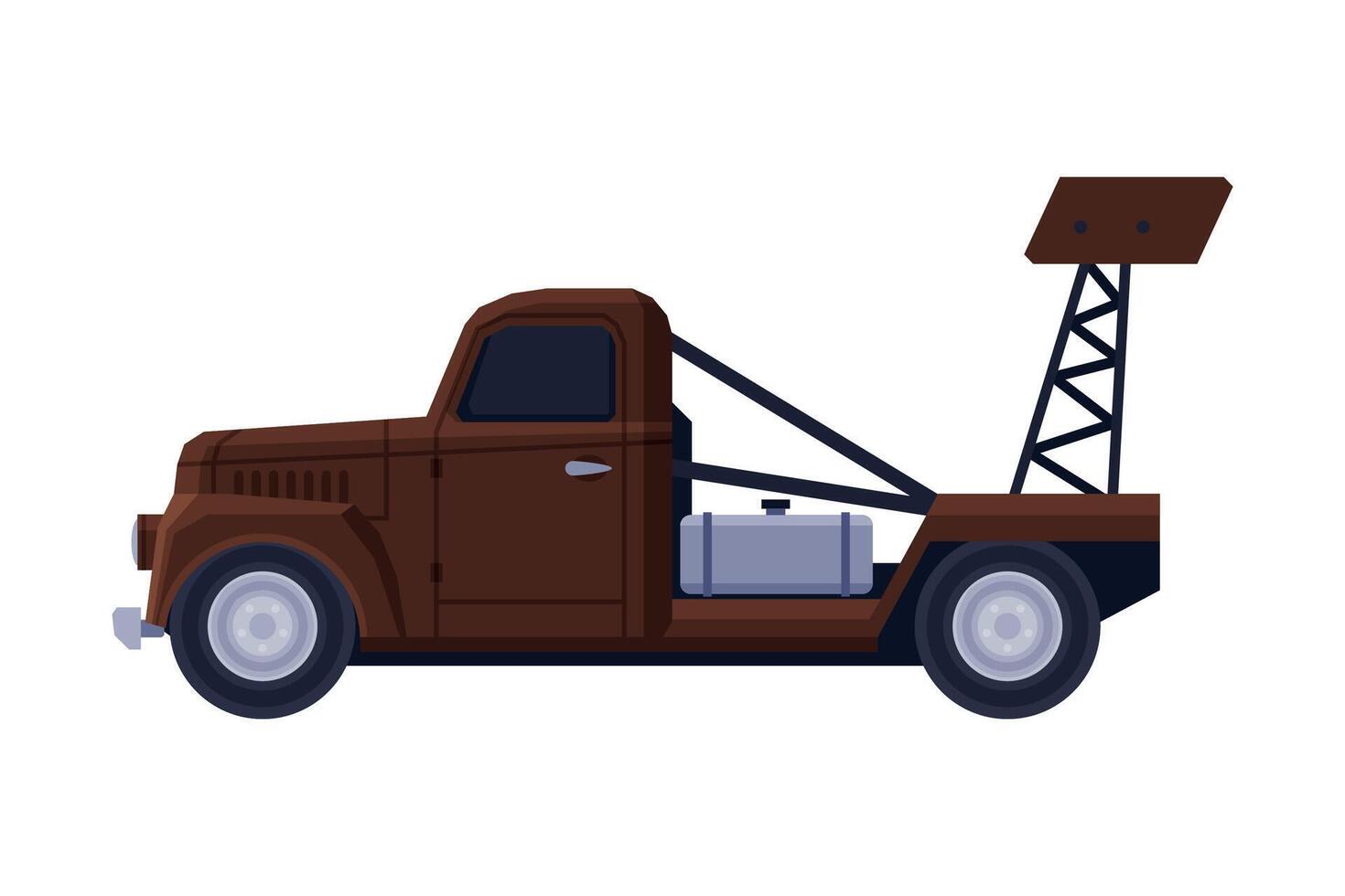 Racing Pickup, Fast Vehicle Freight Machine Flat Illustration vector