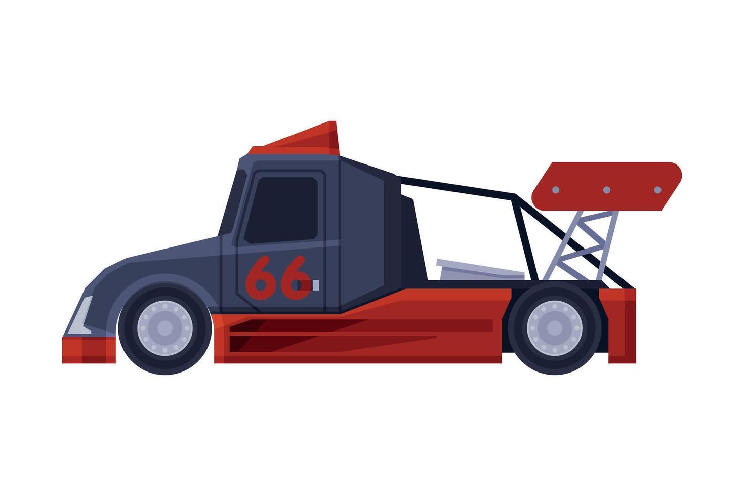 Racing Truck, Fast Heavy Sport Vehicle Freight Machine Flat Illustration vector