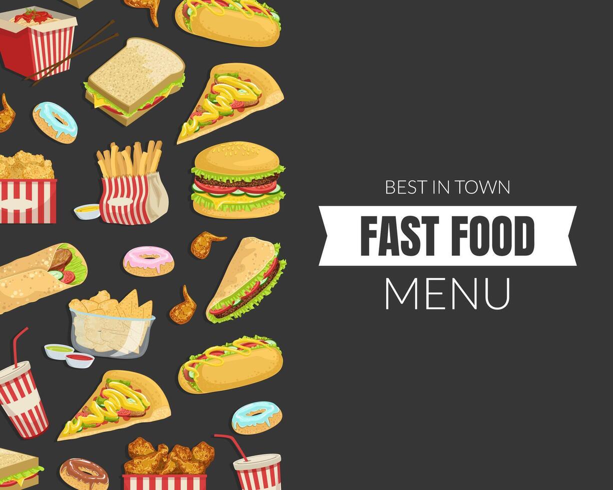Fast Food Banner Template, Menu or Advertising Banner, Poster, Flyer, Brochure or Packaging Illustration vector