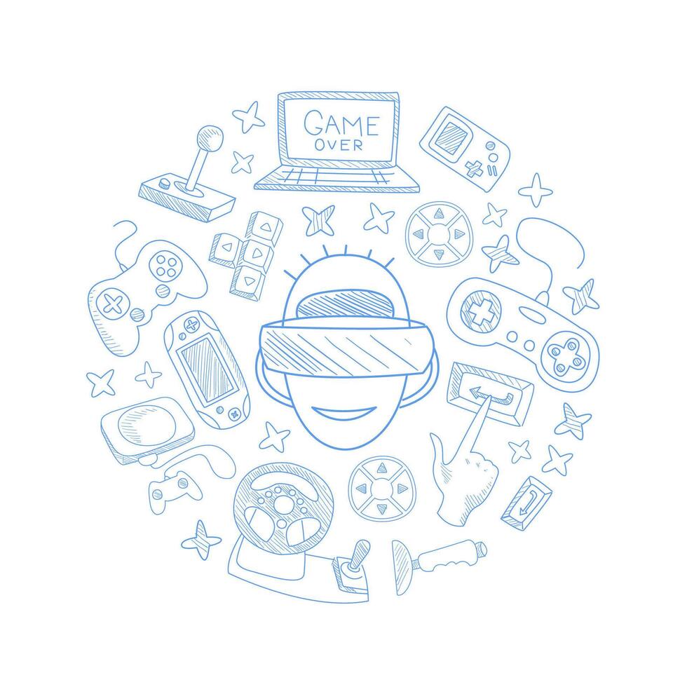 Circle from the contours of gaming equipment. illustration on a white background. vector