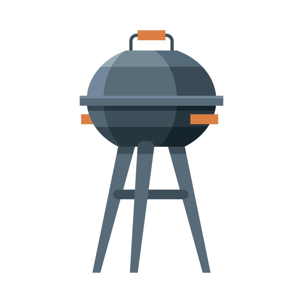 Charcoal Barbecue Grill, Equipment for Picnic Flat Illustration vector