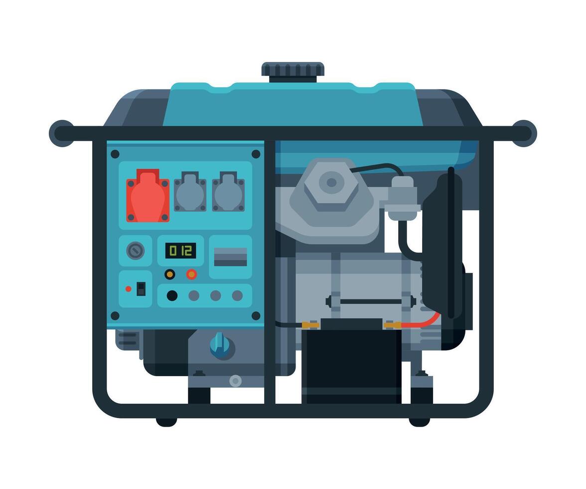 Power Immovable Generator, Diesel, Gasoline Electrical Engine Equipment Illustration vector