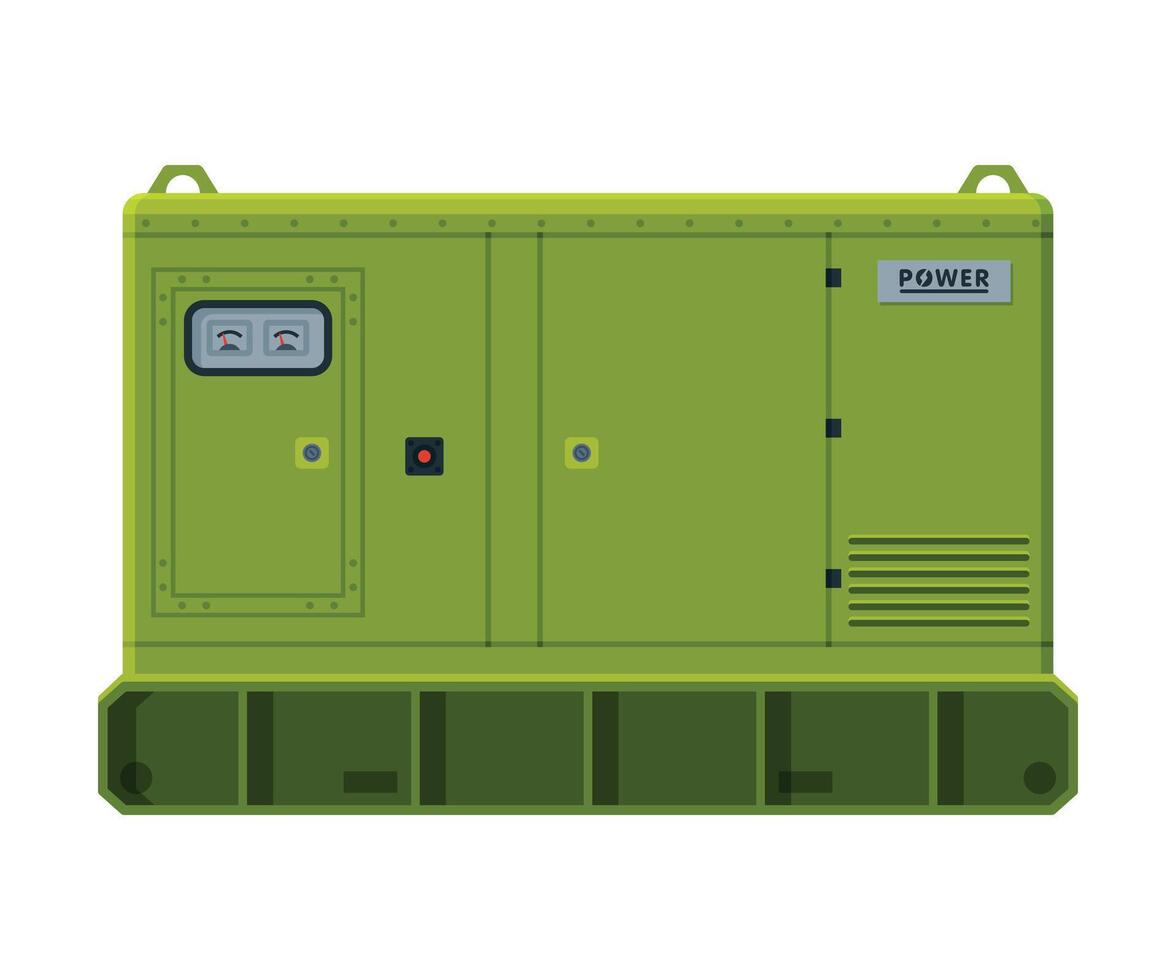 Industrial Power Immovable Generator, Diesel Electrical Engine Equipment Illustration vector