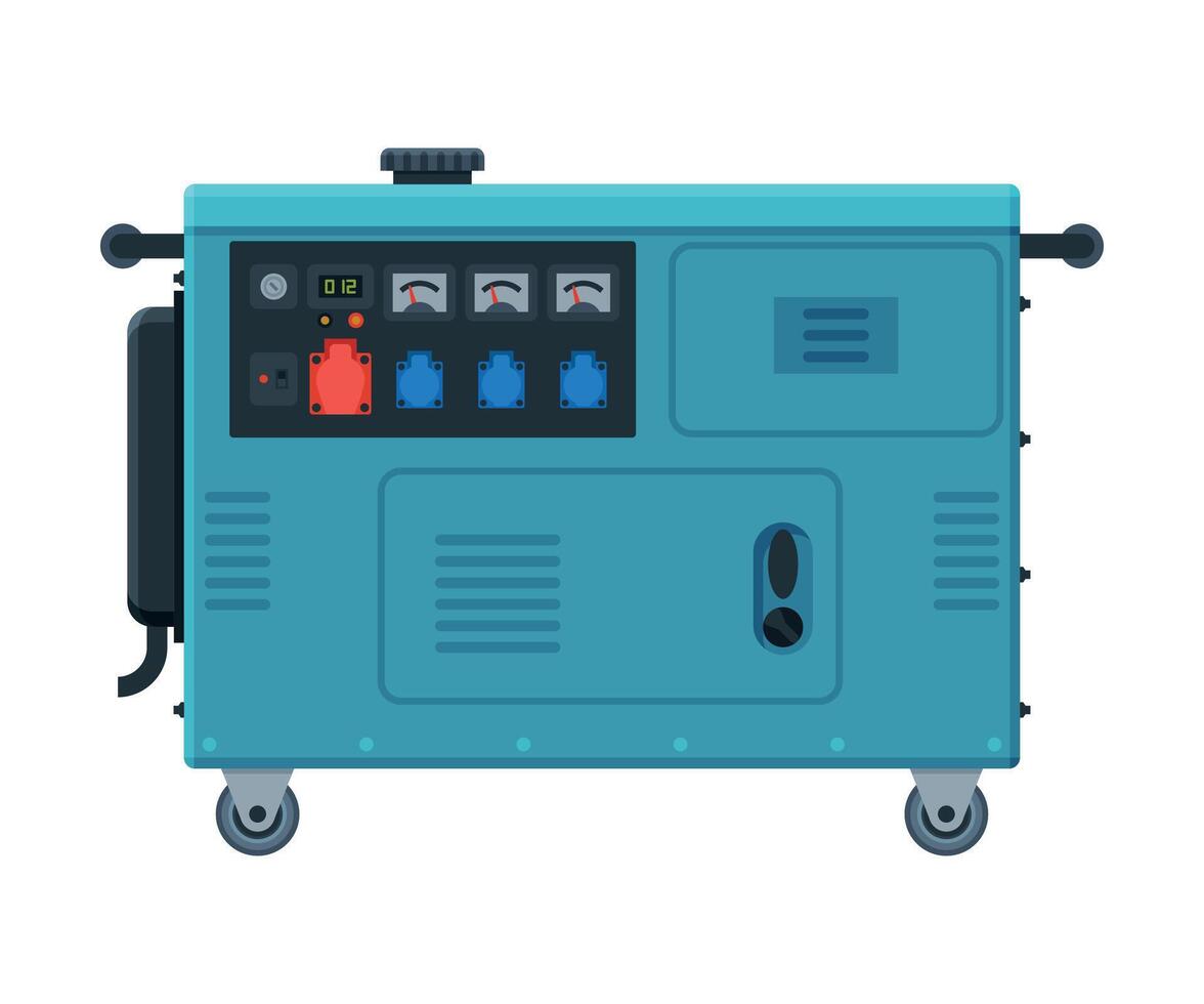 Portable Power Generator on Wheels, Diesel Electrical Engine Equipment Illustration vector