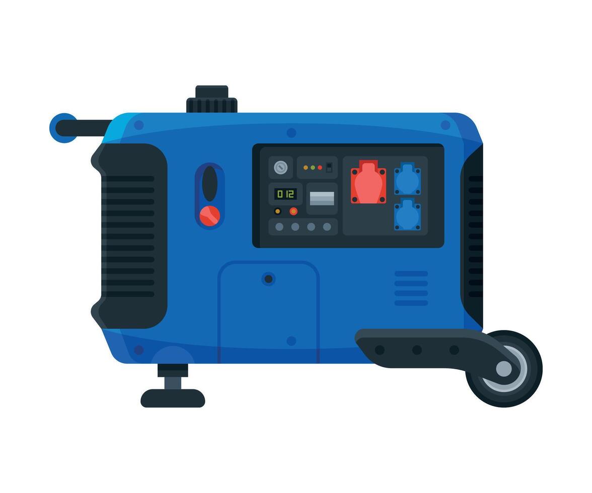 Diesel Portable Power Generator on Wheels, Electrical Engine Equipment Illustration vector