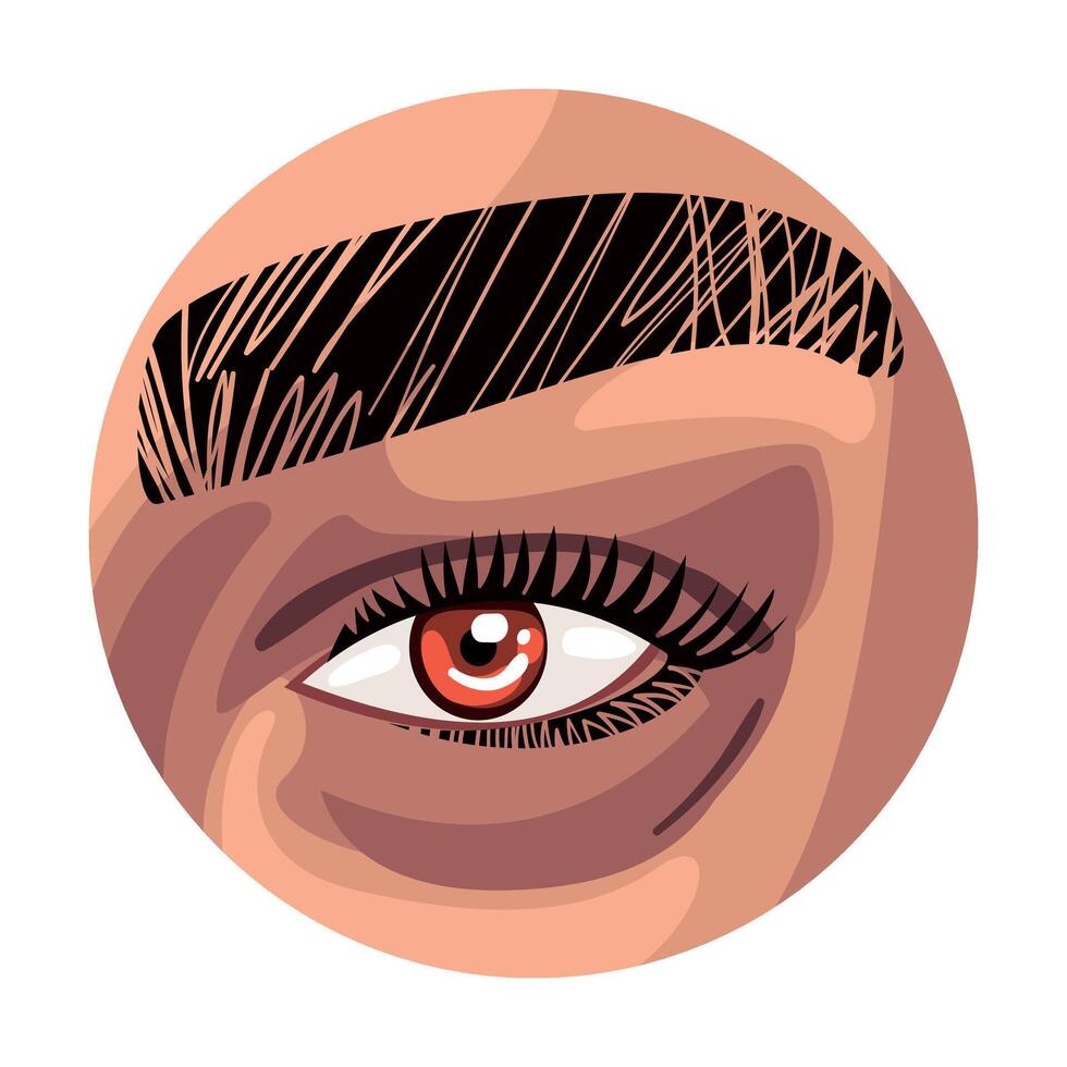 Male or Female Brown Eye in the Circle, Part of Human Face Illustration vector