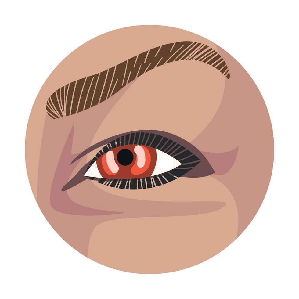 Light Brown Eye in the Circle, Part of Male or Female Face Illustration vector