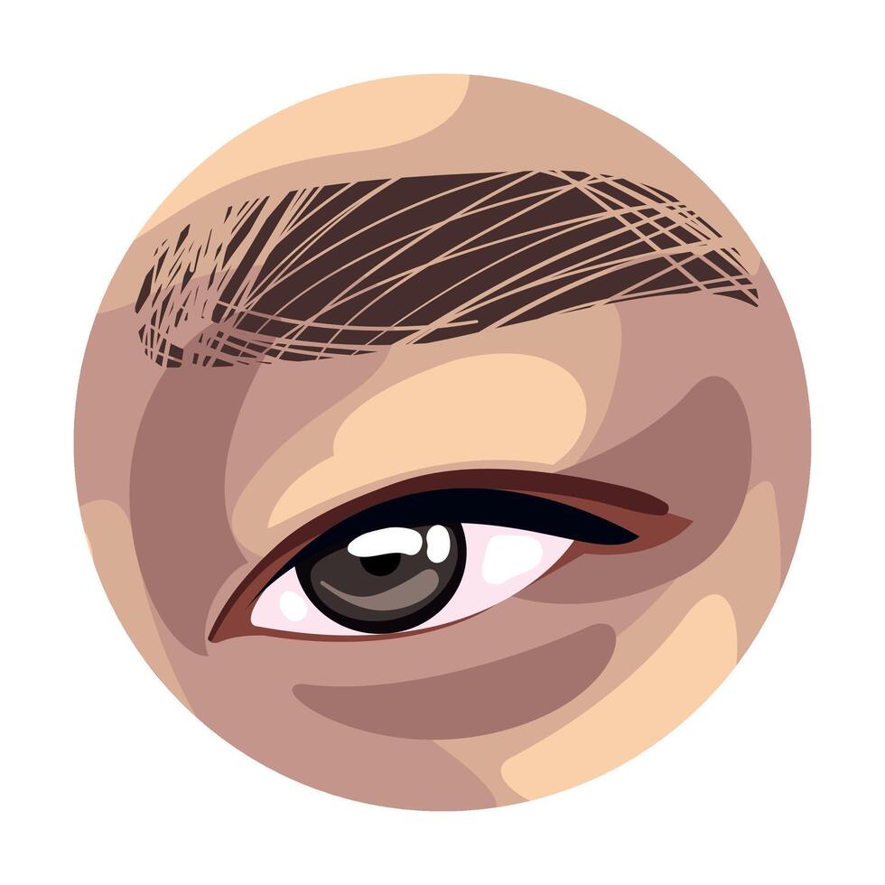 Brown Eye in the Circle, Asian Person Body Part Illustration vector