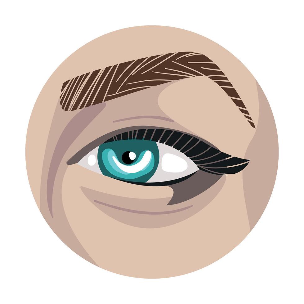 Female Eye in the Circle, Part of Human Face Illustration vector