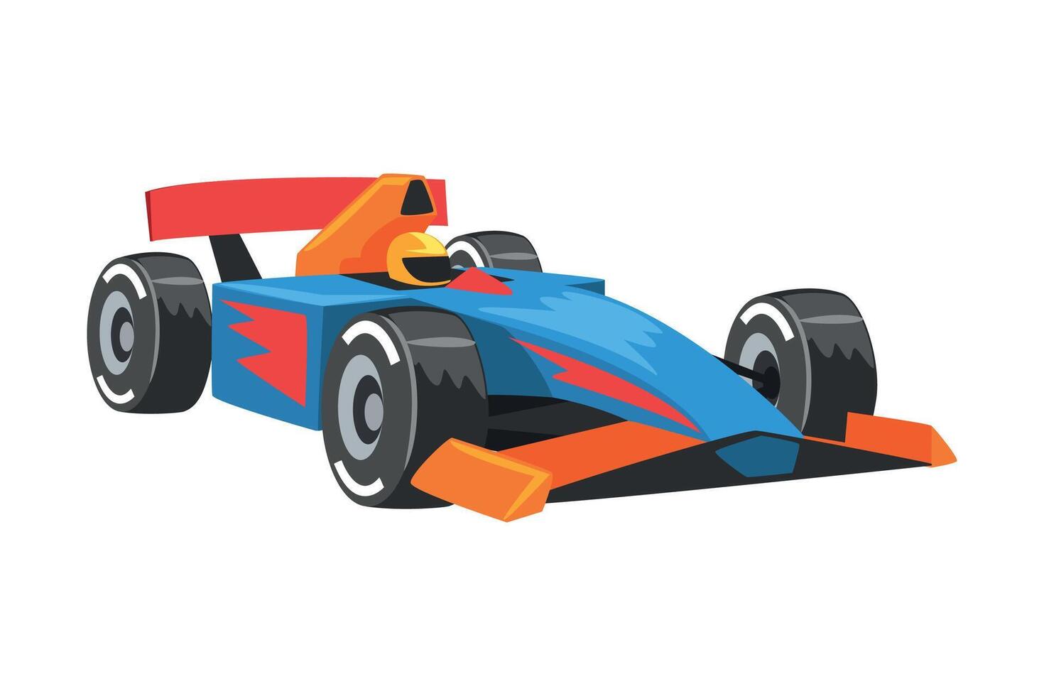 Blue Racing Car on Pit Stop, Fast Motor Racing Bolid Cartoon Illustration vector