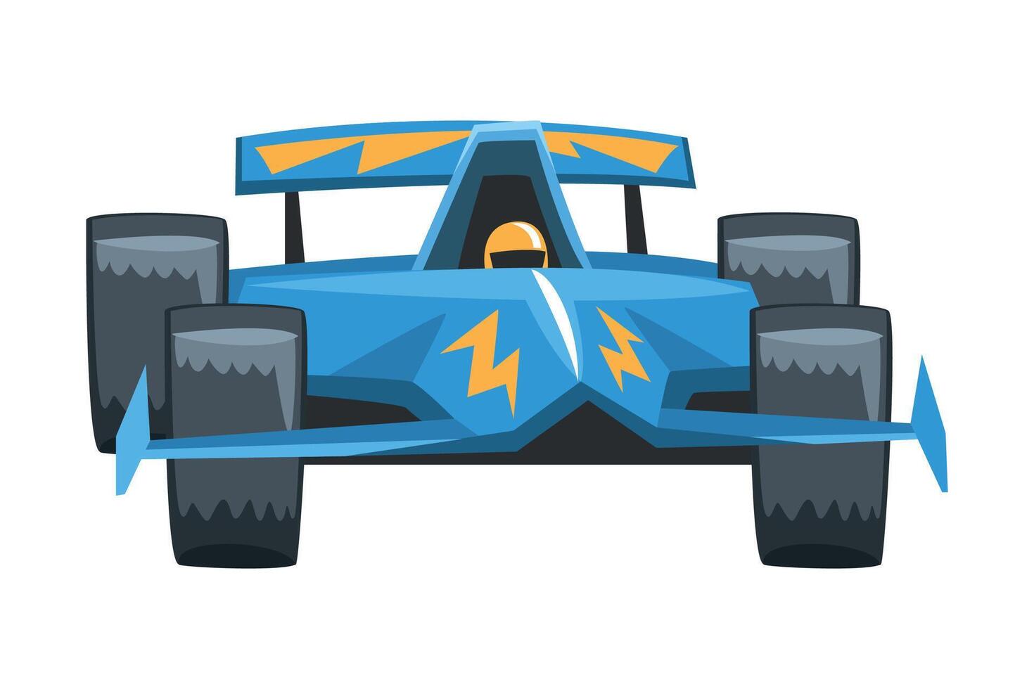 Blue Fast Motor Racing Car, Front View Cartoon Illustration vector
