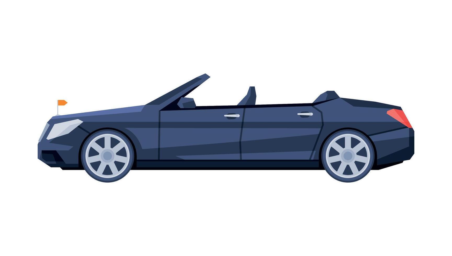 Black Cabriolet Car, Government or Presidential Auto, Luxury Business Transportation, Side View Flat Illustration vector