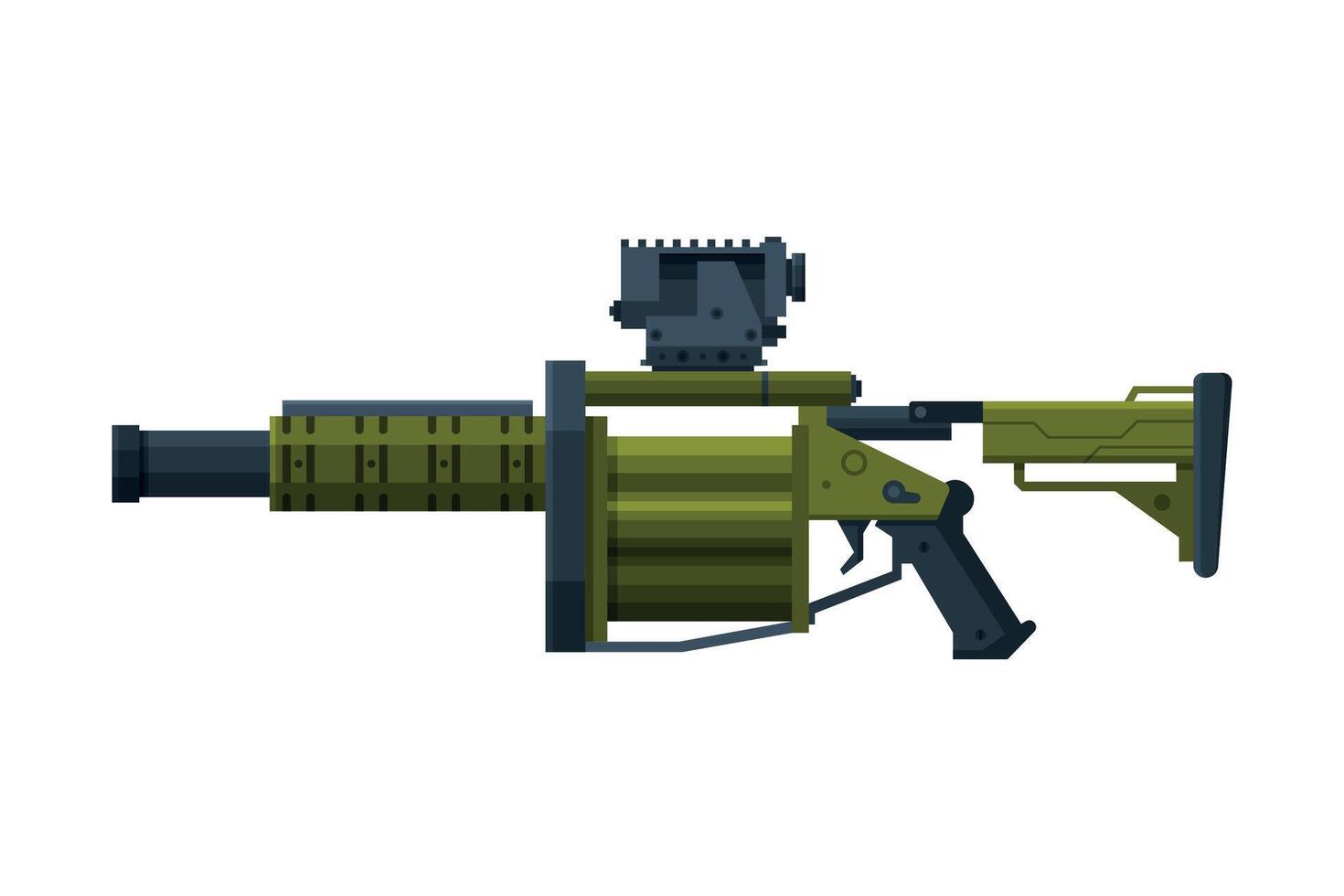Portable Rocket Launcher, Bazooka Combat Military Army Weapon Object Flat Style Illustration vector
